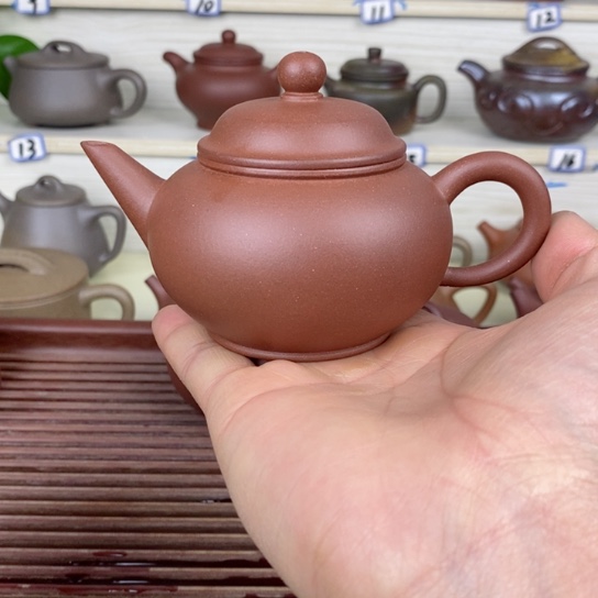 紫砂茶壶水平160cc羊角山紫泥风釉半手工