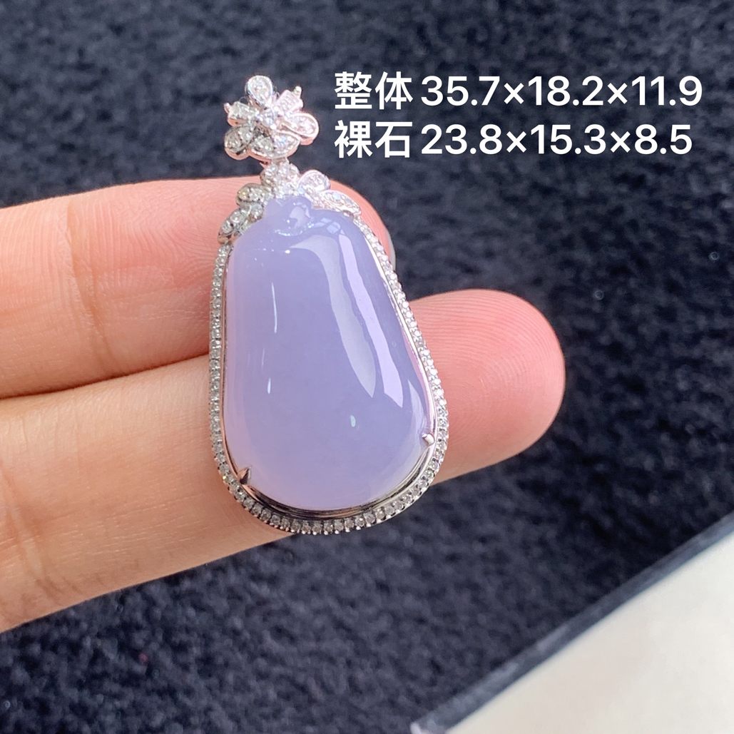 18k金镶嵌天然缅甸翡翠紫罗兰福瓜35.7×18.2×11.9/23.8×15.3×8.5