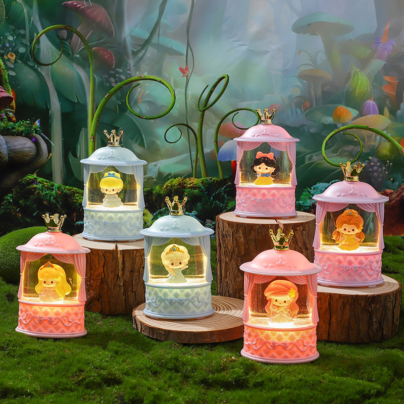 可爱少女心童话公主屋小夜灯卧室房间装饰星星灯流沙摆件水晶风灯