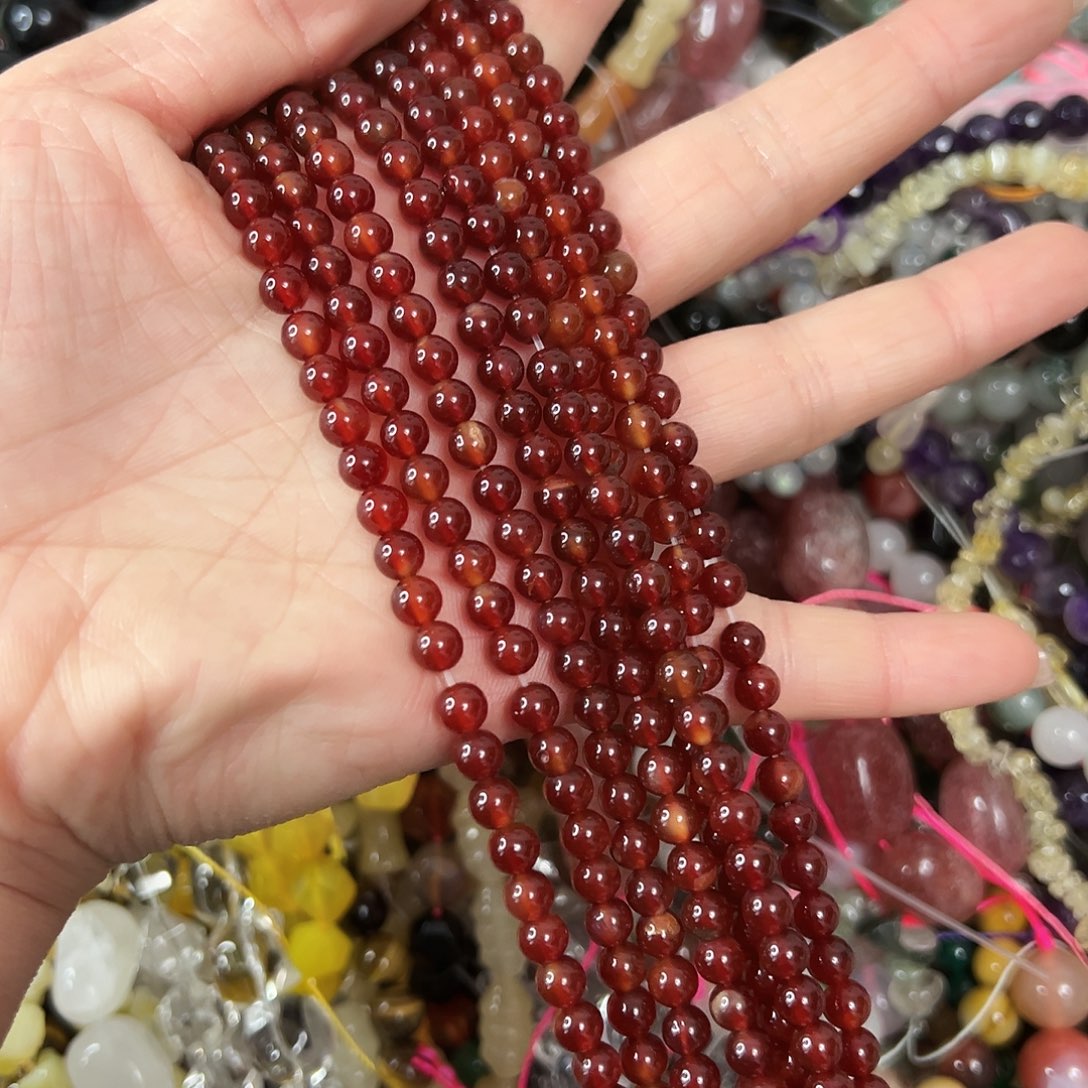 玛瑙/玉髓未镶嵌珠宝半成品，卡5红玛瑙2条