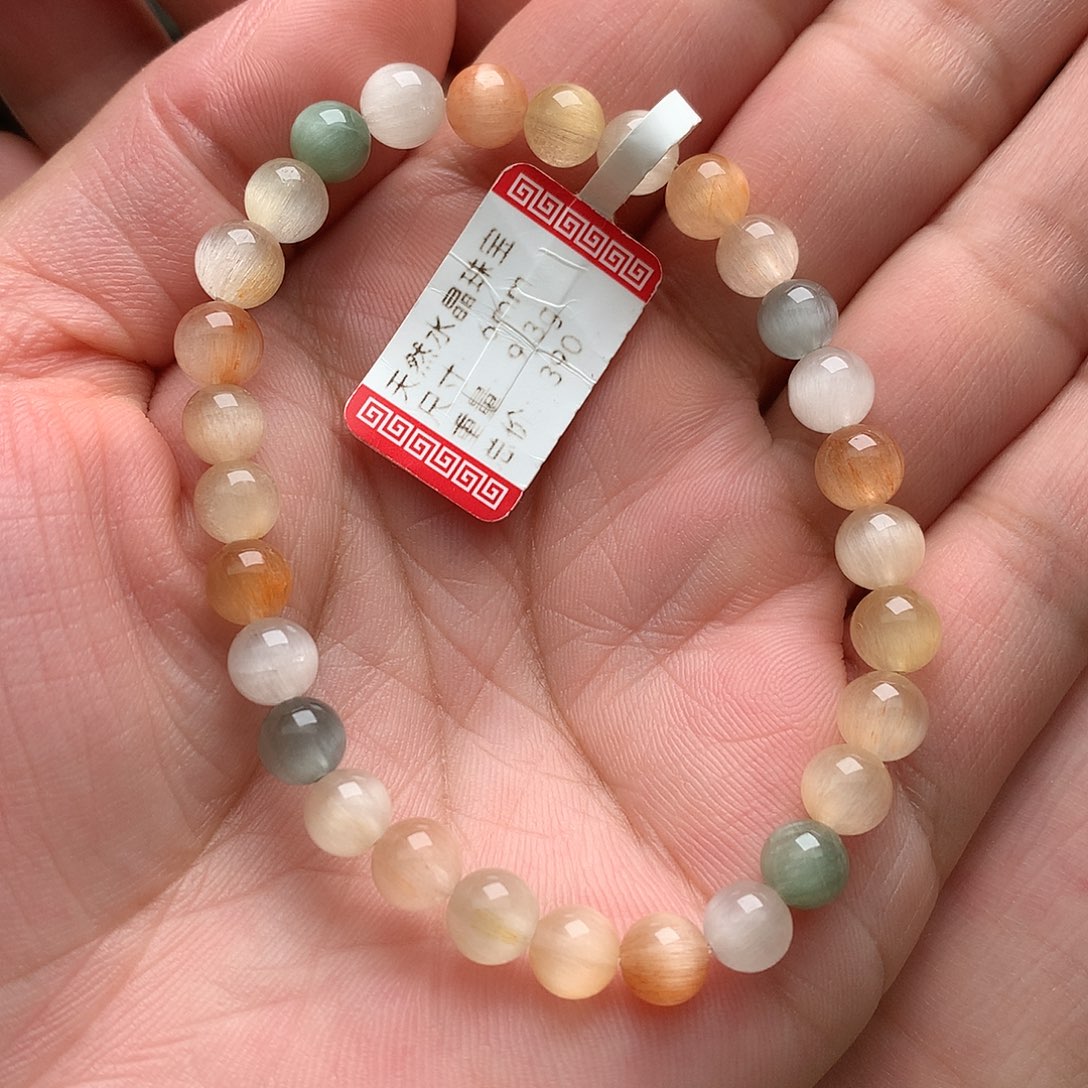 未镶嵌手串水晶彩兔毛6