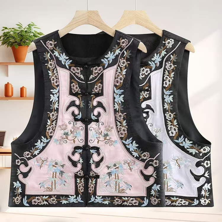 【粉锦~36】高级感国潮风重工刺绣马甲女春季中式背心上衣