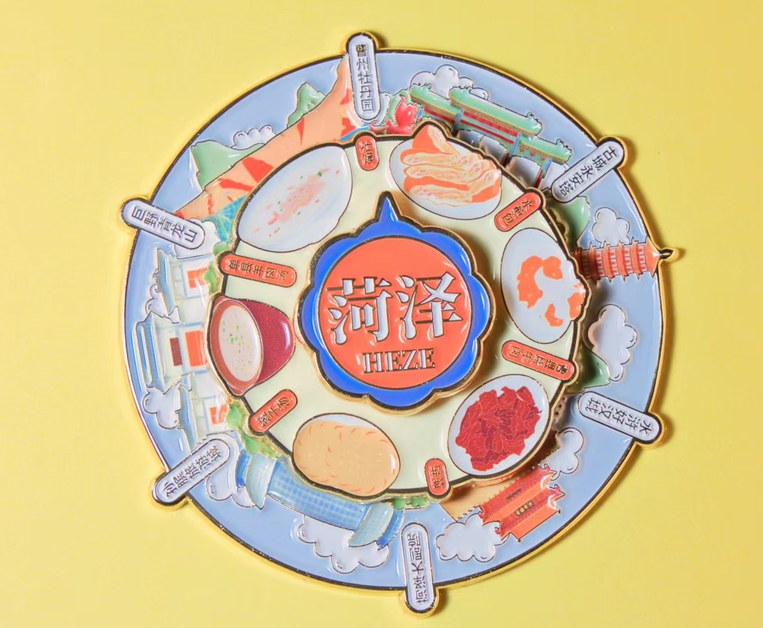 【冰箱贴】菏泽牡丹花文创纪念精美旋转冰箱贴饰品牡丹冰箱贴