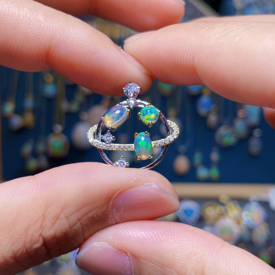 欧泊吊坠）银S925镶嵌