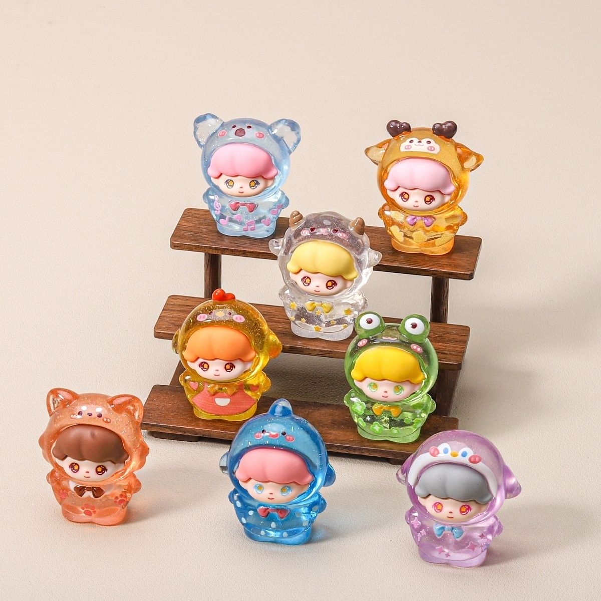 【透色细闪动物dimoo】对对碰潮玩可爱卡通创意桌面摆件