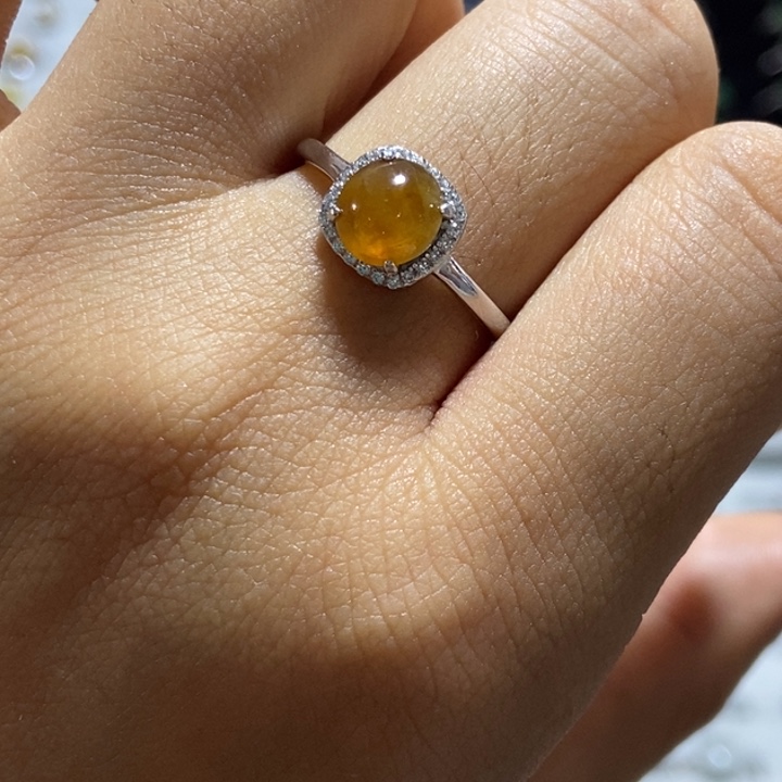 翡翠戒指银S925镶嵌戒指