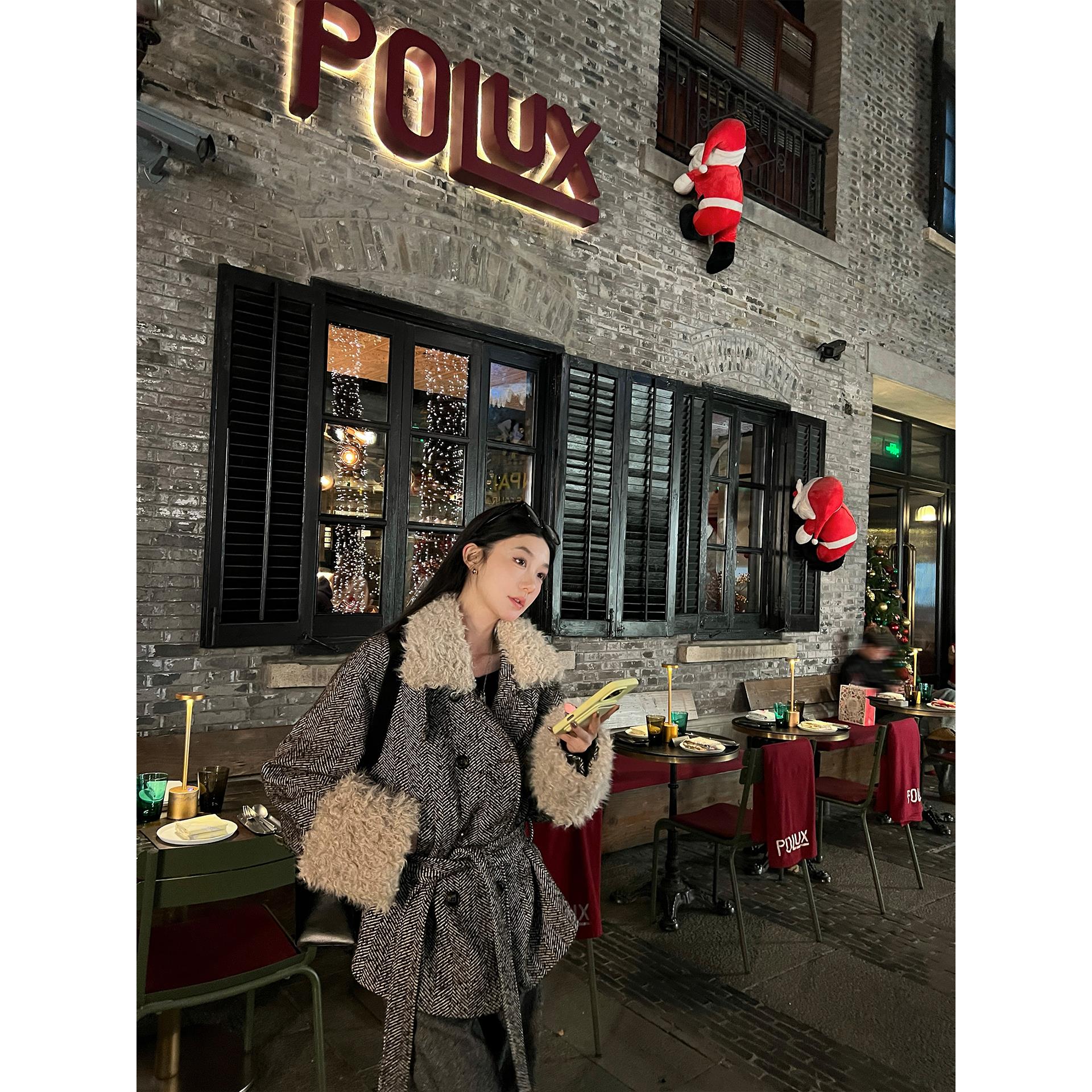 区区欧阳'墨尔本假日'VTG氛围 teddy羊卷毛感毛领羊毛双面呢大衣