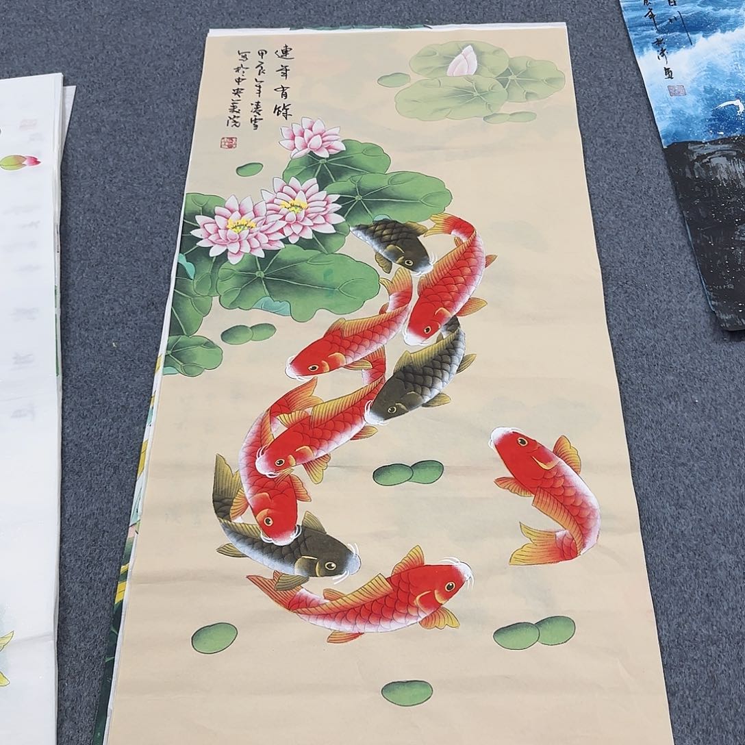 国画尺寸50X100手绘作品 