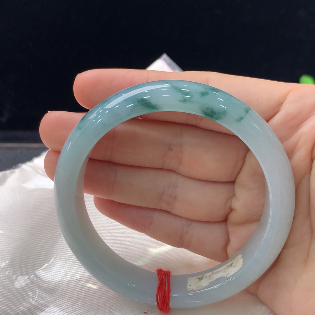 翡翠手镯未镶嵌缅甸A货翡翠 冰飘花57 58