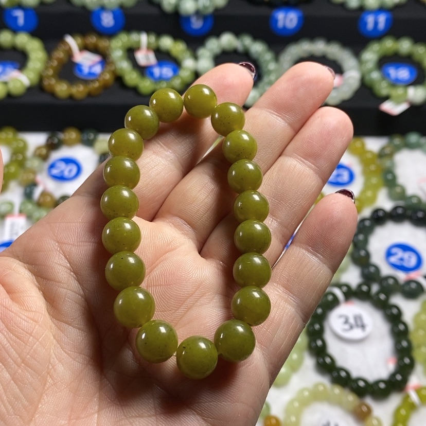 【闪购商品】蛇纹石玉手链未镶嵌卡10