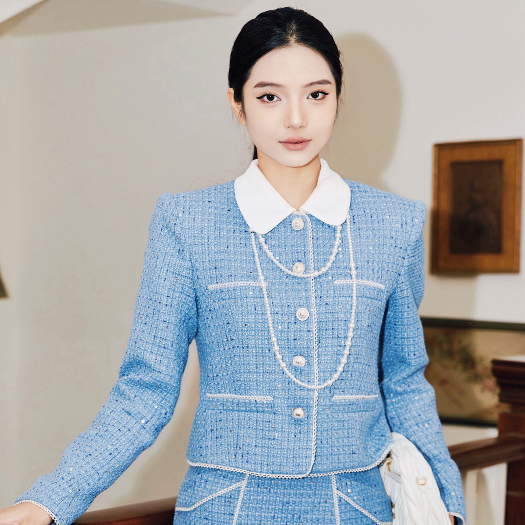 mithworld / 沵媞 细闪亮片花呢外套