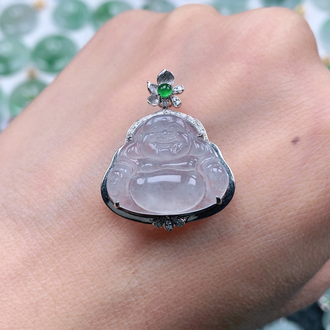 翡翠吊坠(不含链)18K金镶嵌