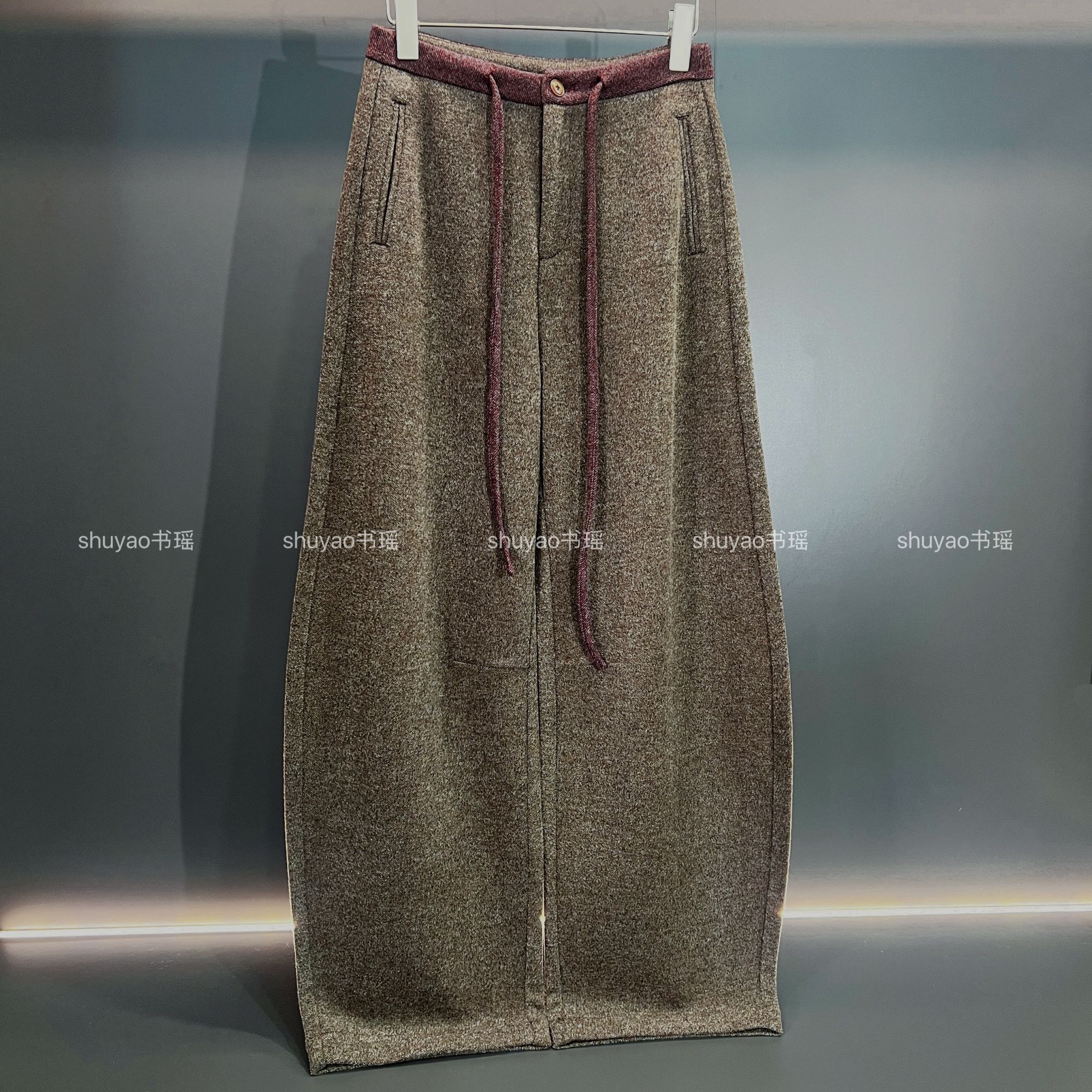 【羊绒桑蚕丝】加厚柔软羊绒糯米裤秋冬弯刀裤休闲百搭女裤