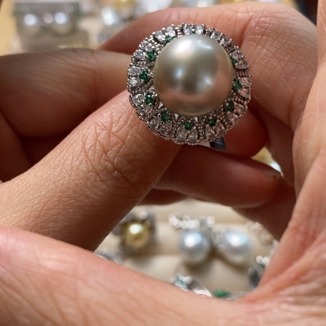 海水珍珠戒指银S925镶嵌