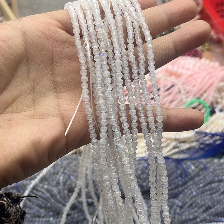 玛瑙/玉髓珠宝半成品未镶嵌一条3.8mm左右蓝月光多圈