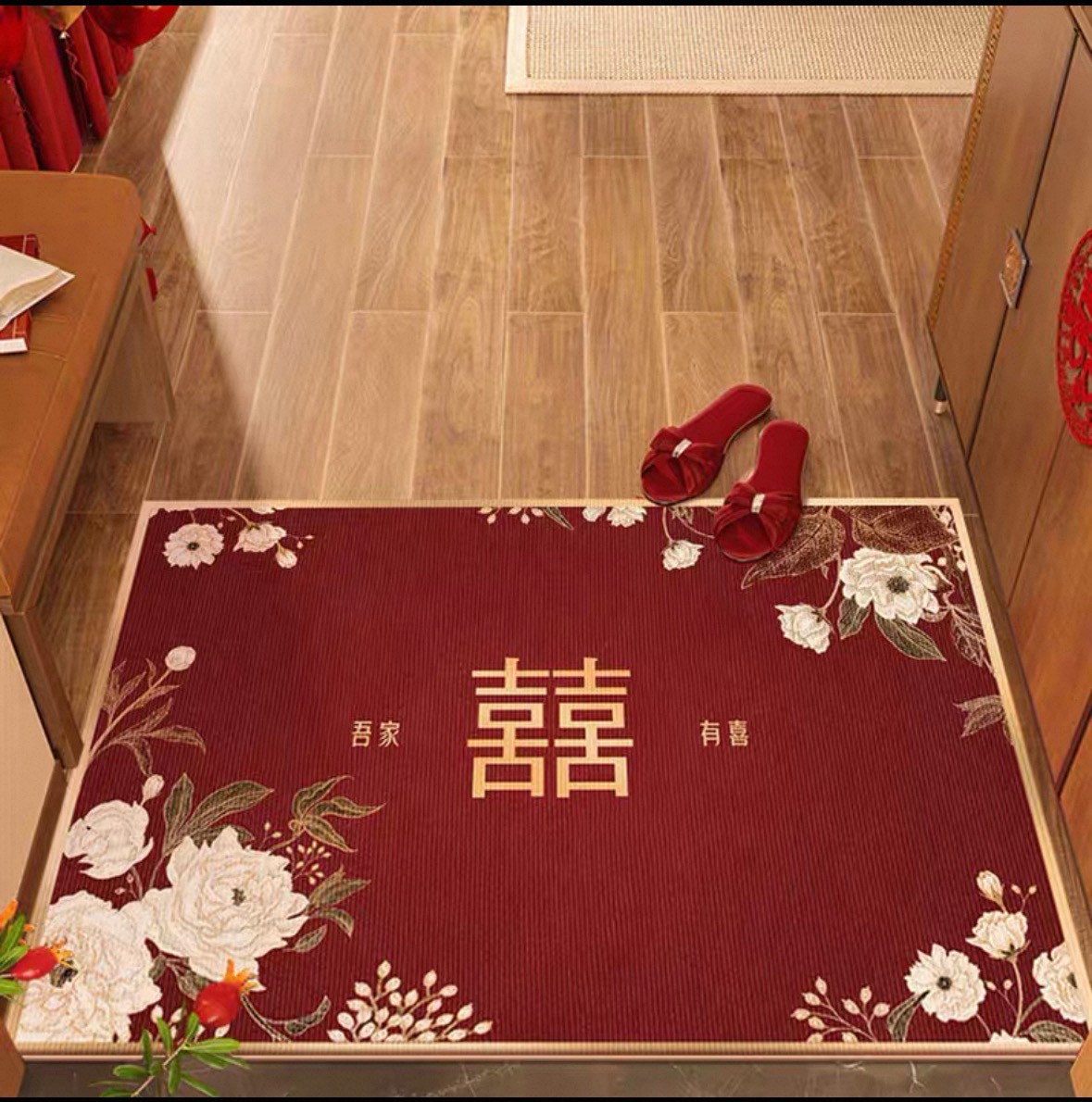 【尺寸：140x200】-F059-金钻绒地毯-入户结婚地毯-实物以直播间为准