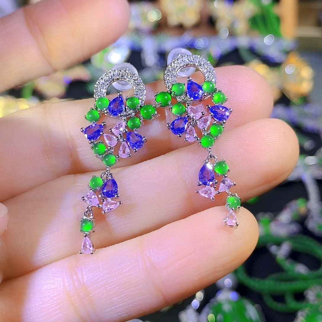 吊坠(不含链)银S925镶嵌翡翠