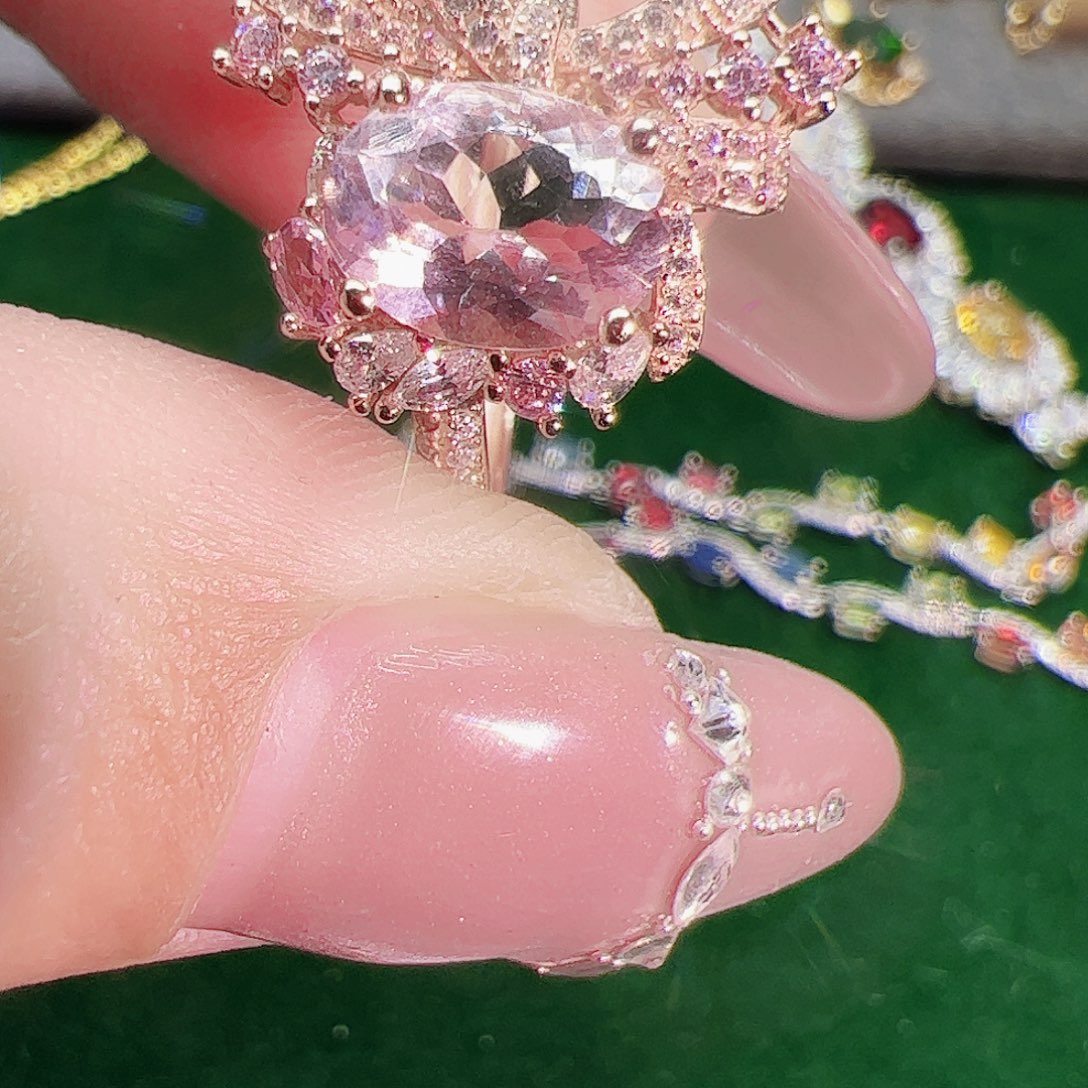 绿柱石（摩根石）戒指银S925镶嵌