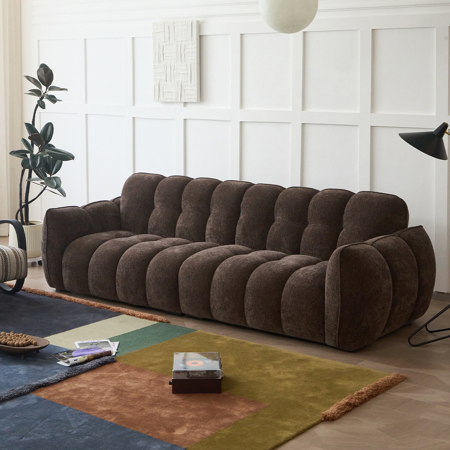 邦磊/原创正版/中古南瓜北欧奶油风流星雪尼尔法式复古直排沙发