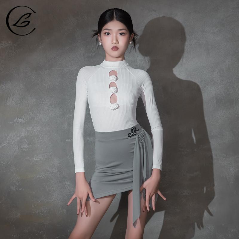 乐雅池2024新款拉丁舞服女童秋冬练功服舞蹈服长袖套装演出服舒适