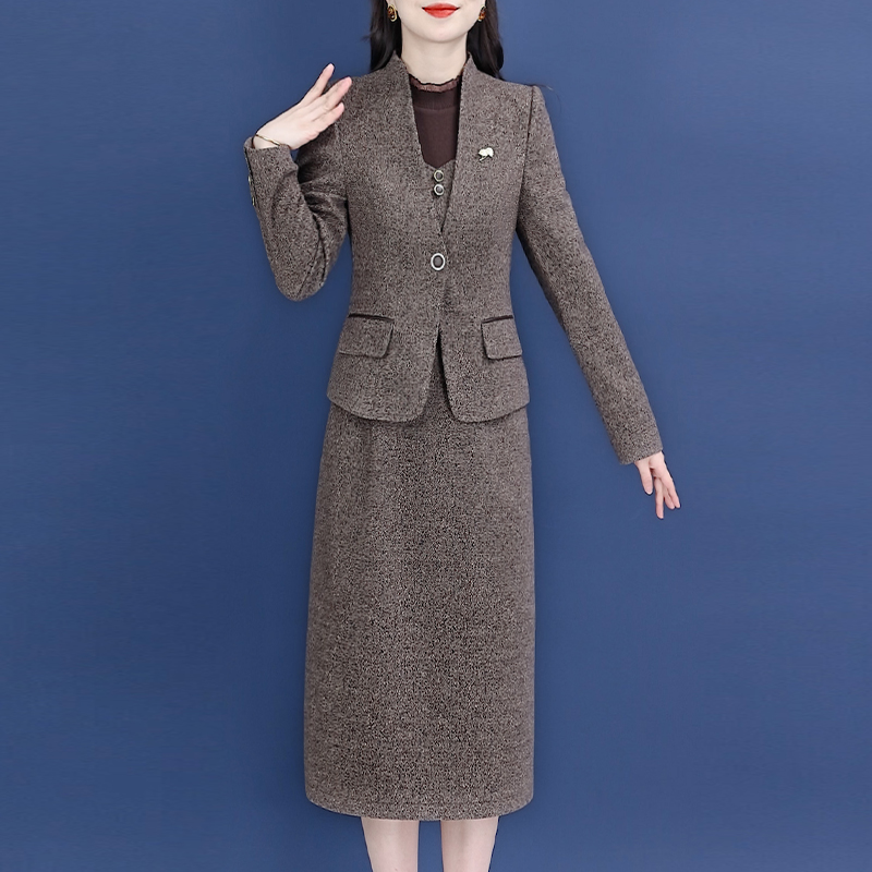 【两件套】23901梦晚春季优雅气质时尚大气休闲收腰显瘦套裙-ASJ