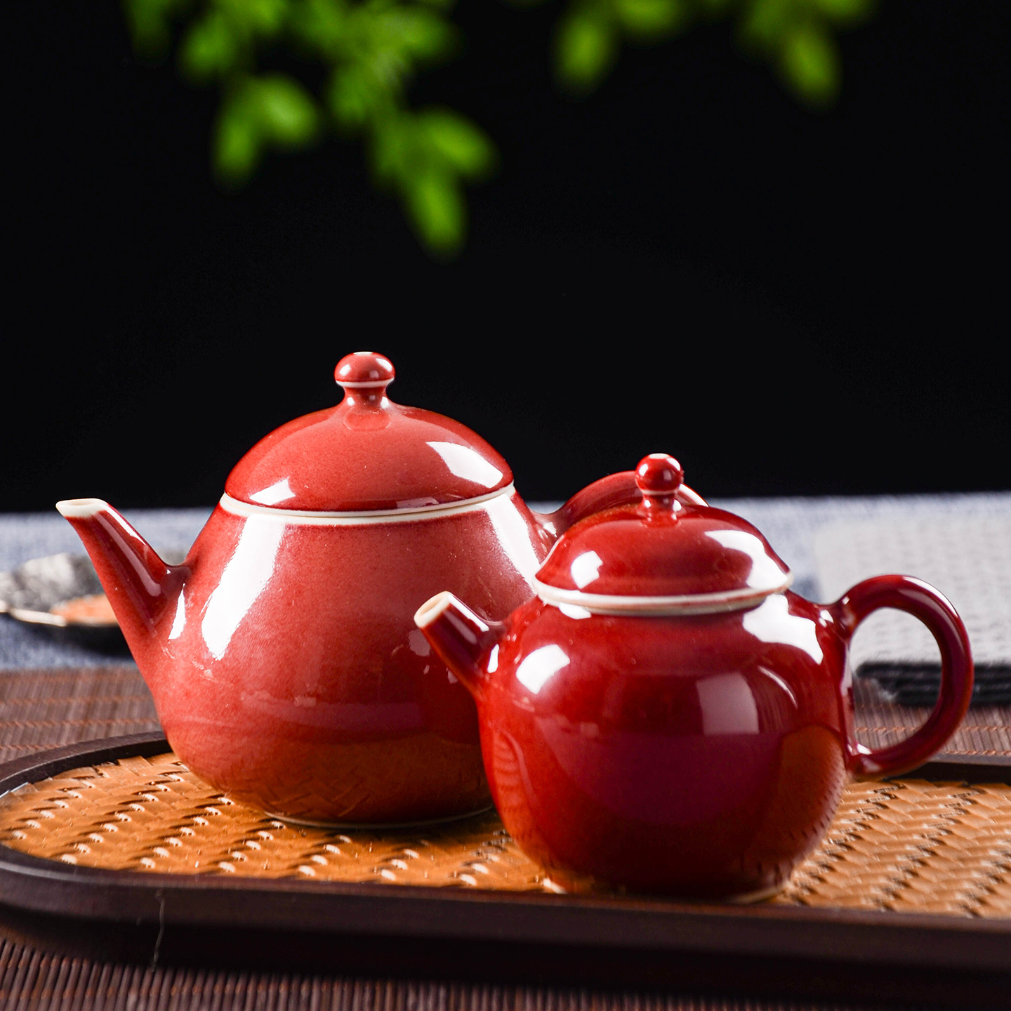 聚品阁 景德镇高温原矿茶壶祭红釉小瓷壶不挑茶易清洗泡茶壶160ml