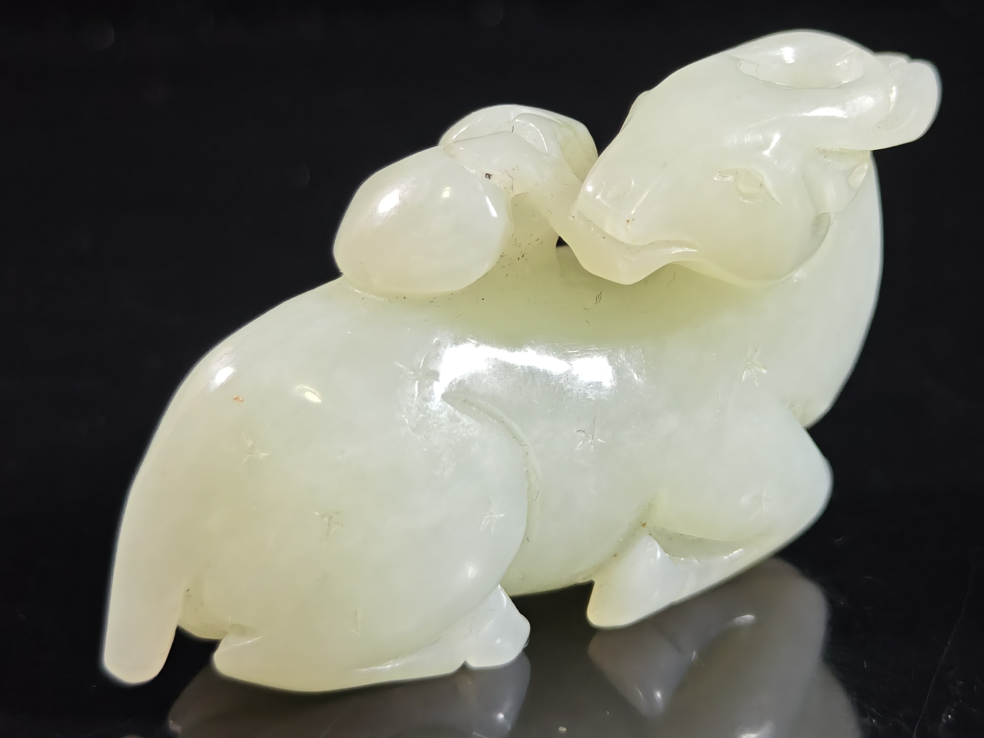 旧藏和田玉鹿鹿通摆件手把件吊坠挂件配饰