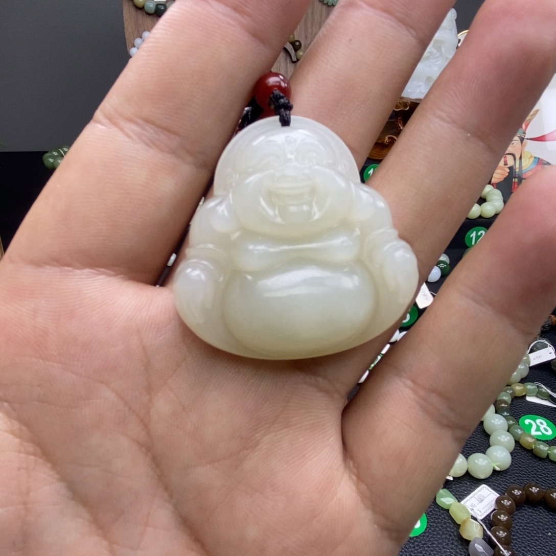和田玉手链未镶嵌佛白玉