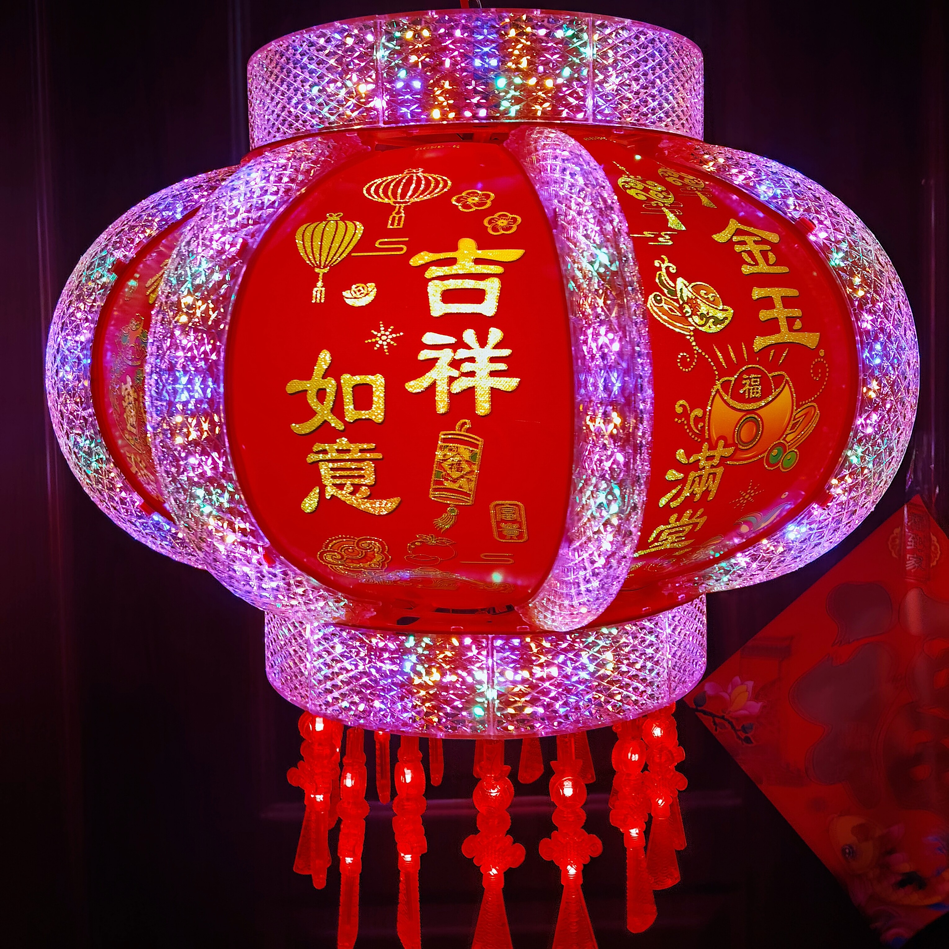 七彩LED旋转走马灯水晶大灯笼户外春节户外庭院灯笼批发厂家直销