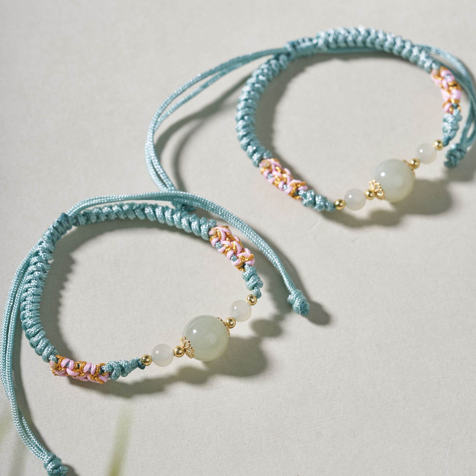 L【玉总珠宝】和田玉圆珠手绳-约12mm 多样性发一 CAN061102