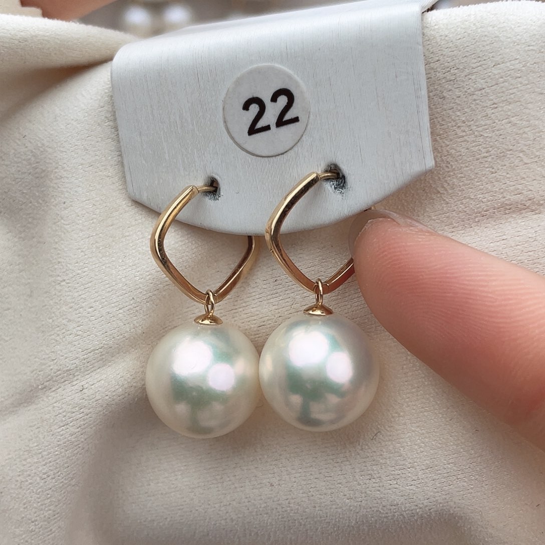 淡水珍珠耳饰18K金镶嵌
