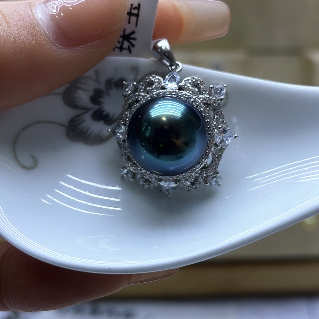 海水珍珠银S925镶嵌颈饰
