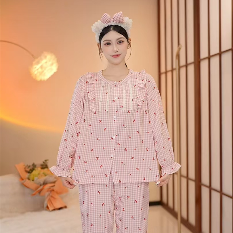 芙蓉世家【樱桃阁】秋季新品纯棉高端家居服睡衣套装可外穿