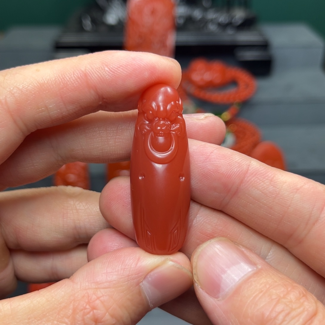 南红玛瑙铺首衔环未镶嵌