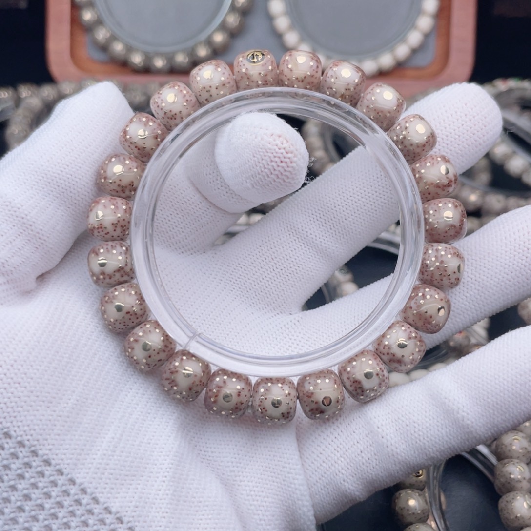 手串星月菩提石玉料粉冰糖镶嵌千钉老型