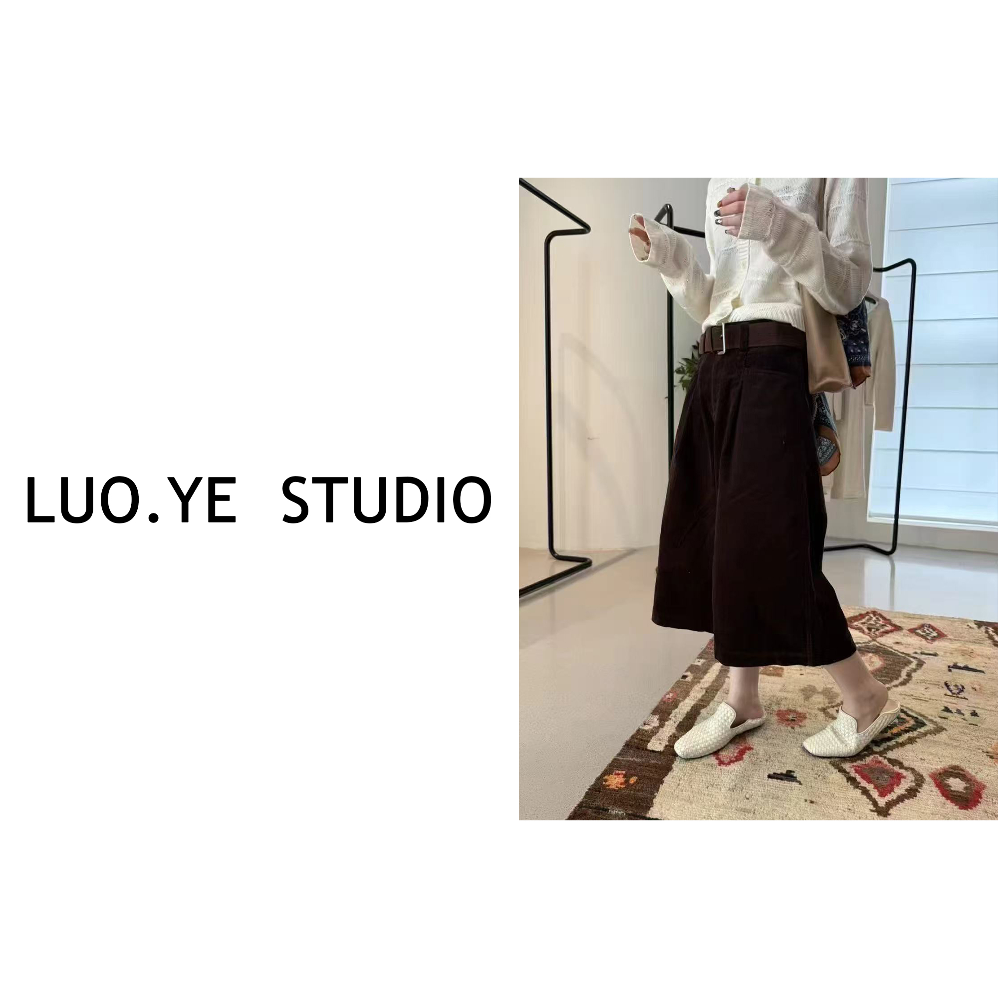 罗爷 · 【云鬓】灯芯绒咖色腰带五分裤休闲裤复古百搭时尚