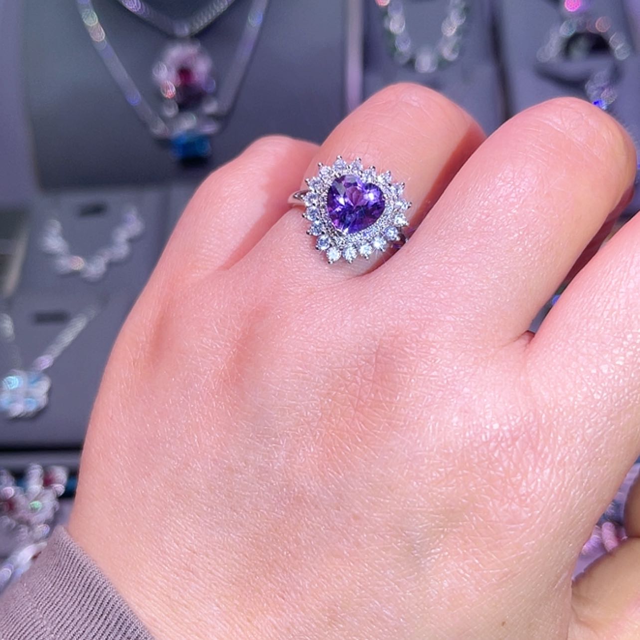 【闪购商品】紫晶戒指银S925镶嵌戒指