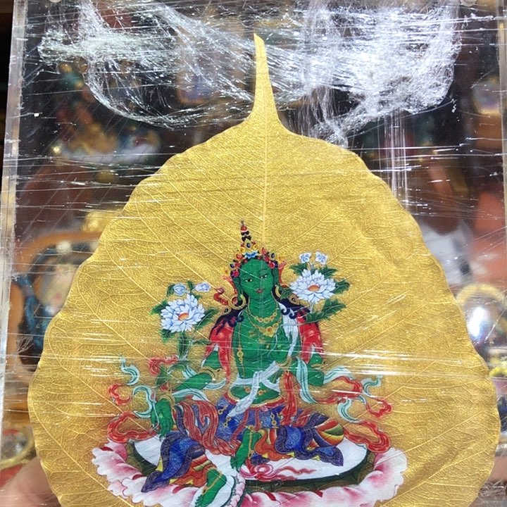 泥塑绿度母摆台摆台