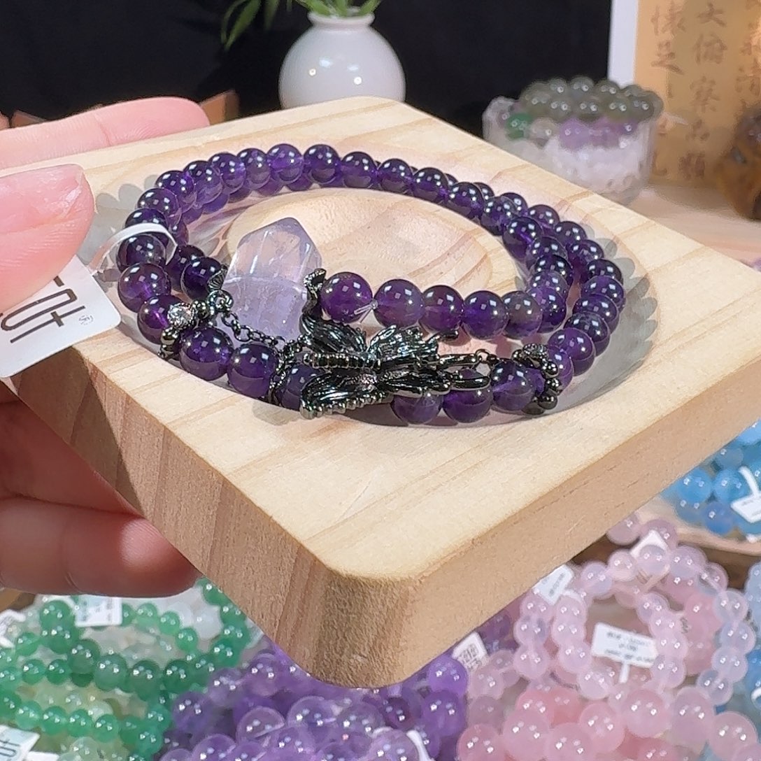 水晶手链未镶嵌6mm+紫水双圈