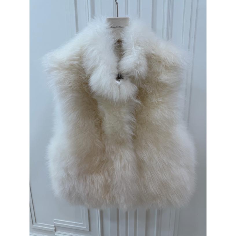 进口山羊绒云朵皮草马甲立领老钱风