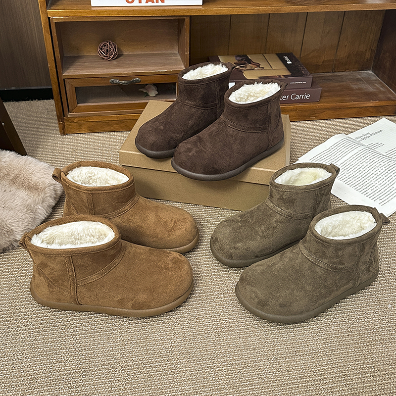 2025秋冬新款休闲百搭短靴棉靴平地防滑保暖勃肯雪地靴时尚雪地靴