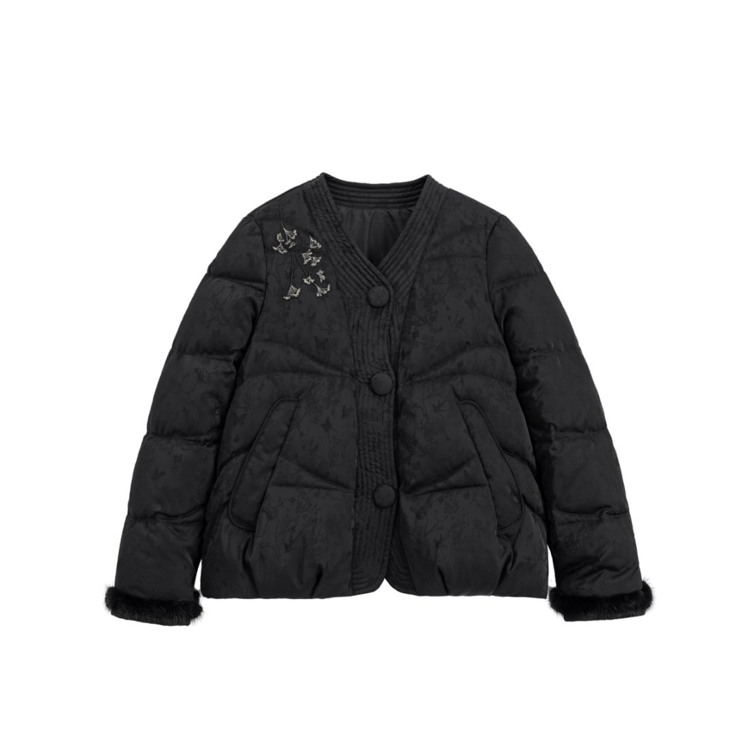 【霜华初晴】新中式轻薄羽绒服女2025年冬季新款90白鸭绒刺绣短外套