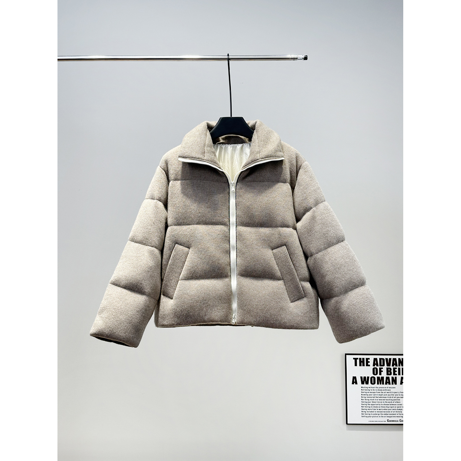 意大利 柜款高阶老钱风休闲羊绒针织外套白鹅绒羽绒服