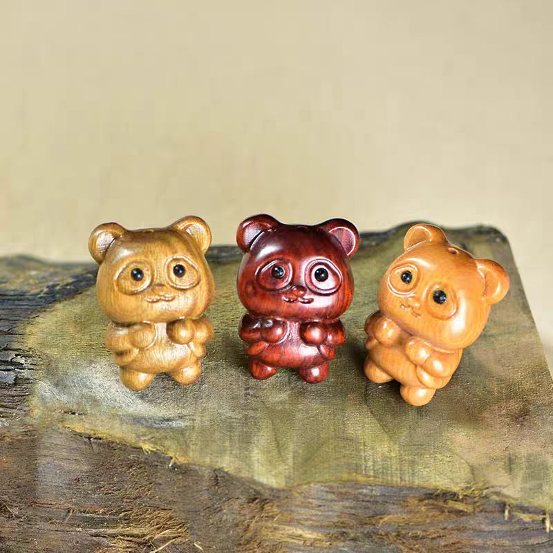 檀木可爱熊猫钥匙挂车挂多样性发其一