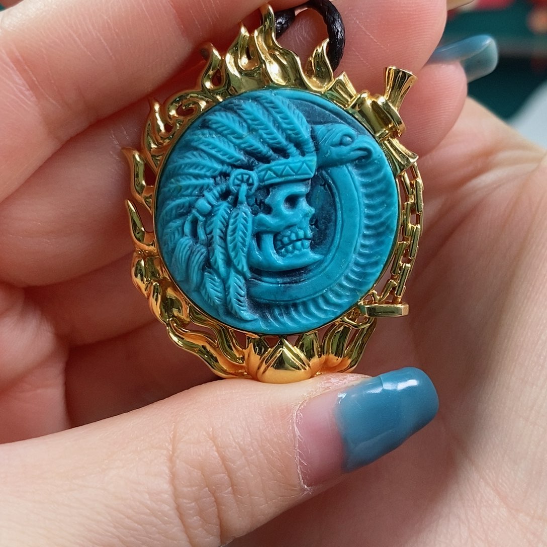 绿松石珠宝奇石18K金镶嵌