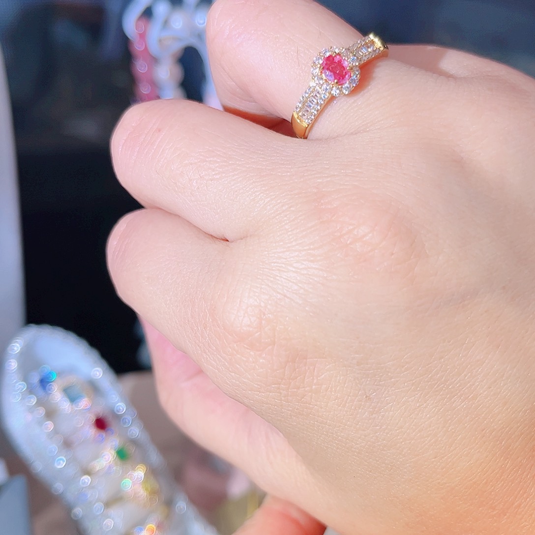 彩色蓝宝石戒指银S925镶嵌