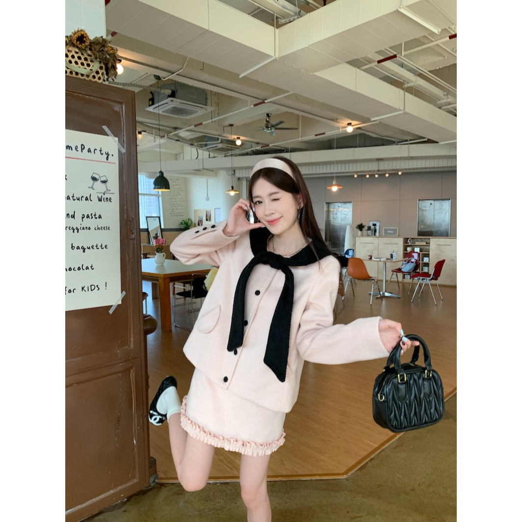 【海德堡情书】法式富家千金显瘦套装女秋冬2025新款毛呢外套半身裙