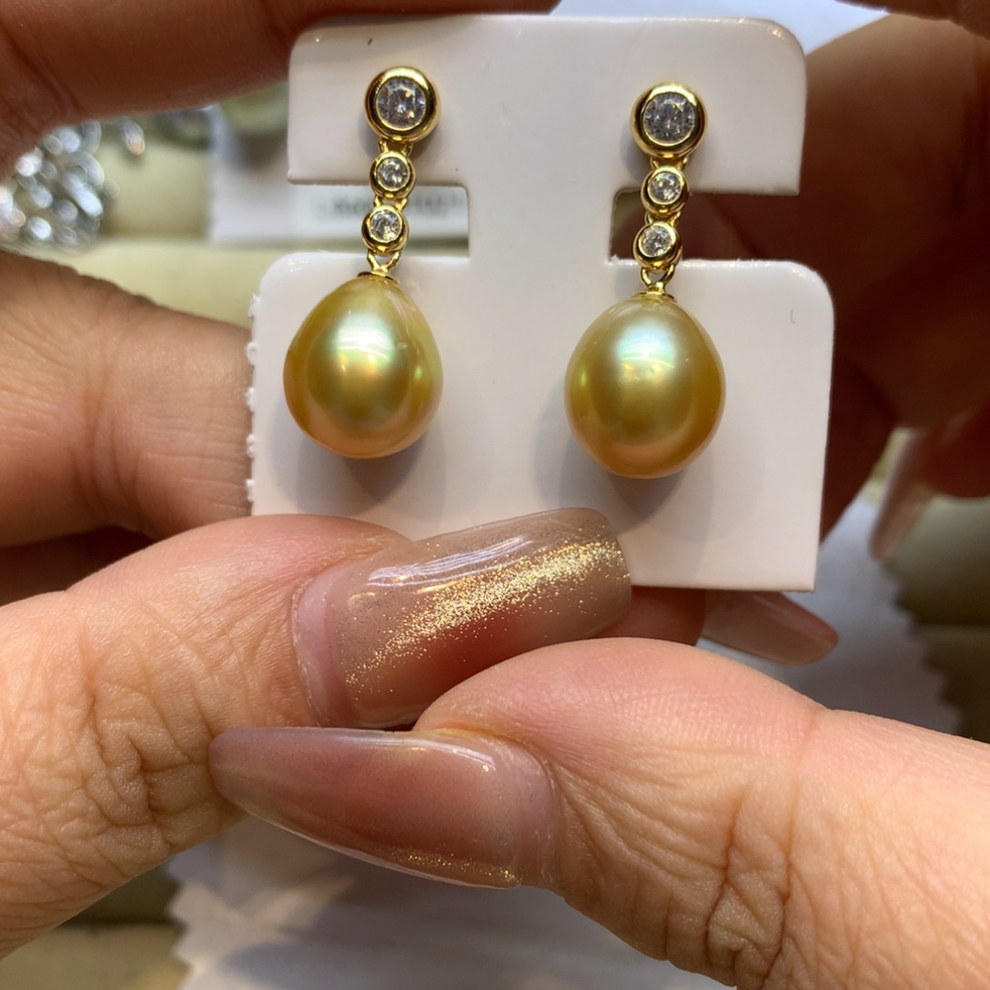 银S925镶嵌耳饰海水珍珠