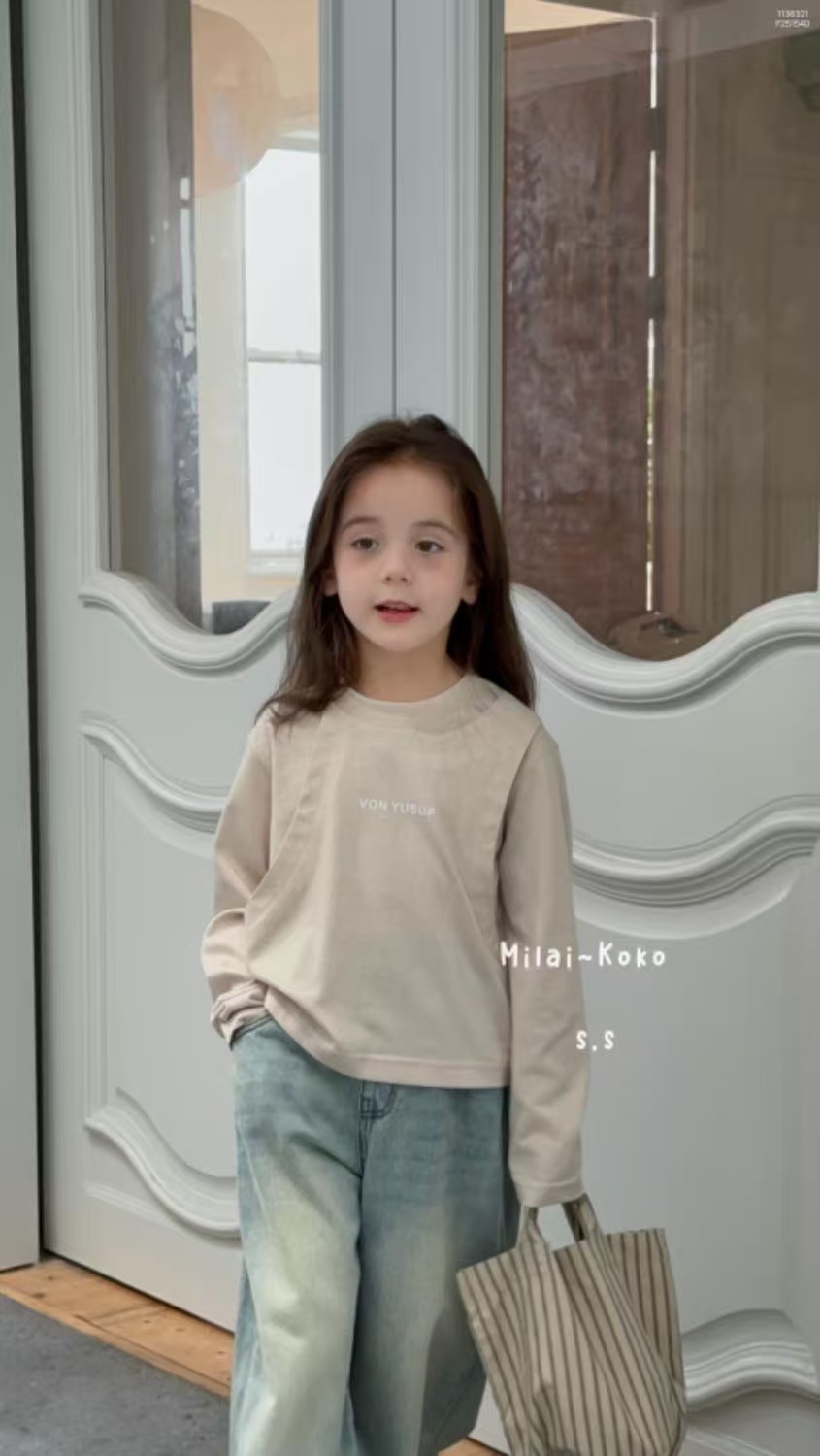 Milaikoko米莱单件❗️假两件小字母长袖T恤