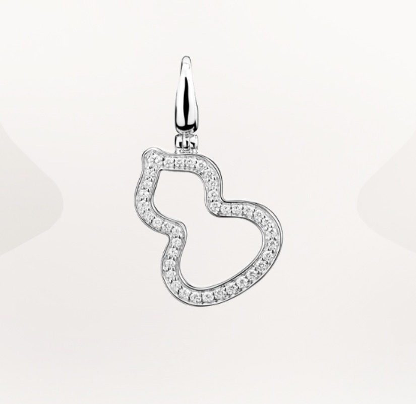 99新 Qeelin 麒麟Wulu系列项链18K白金镂空镶钻中号葫芦项链